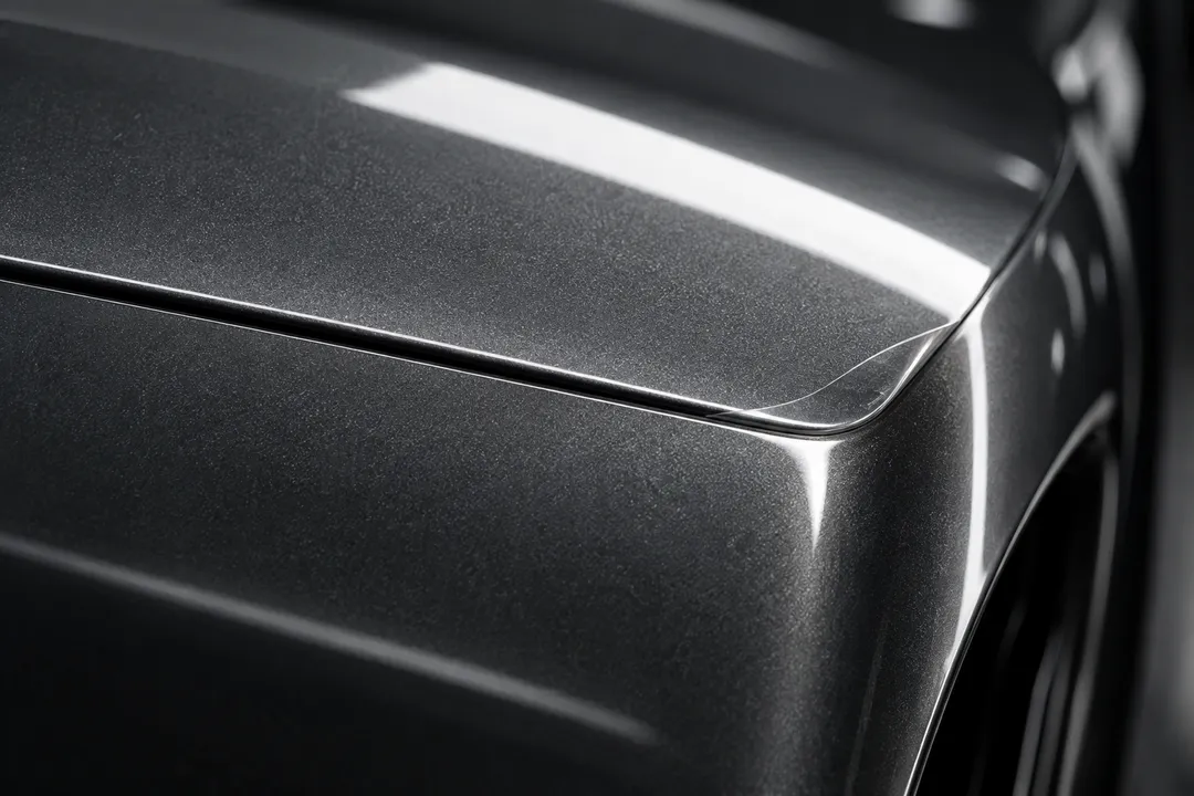 Illustration of a clear protective film edge on graphite paint
