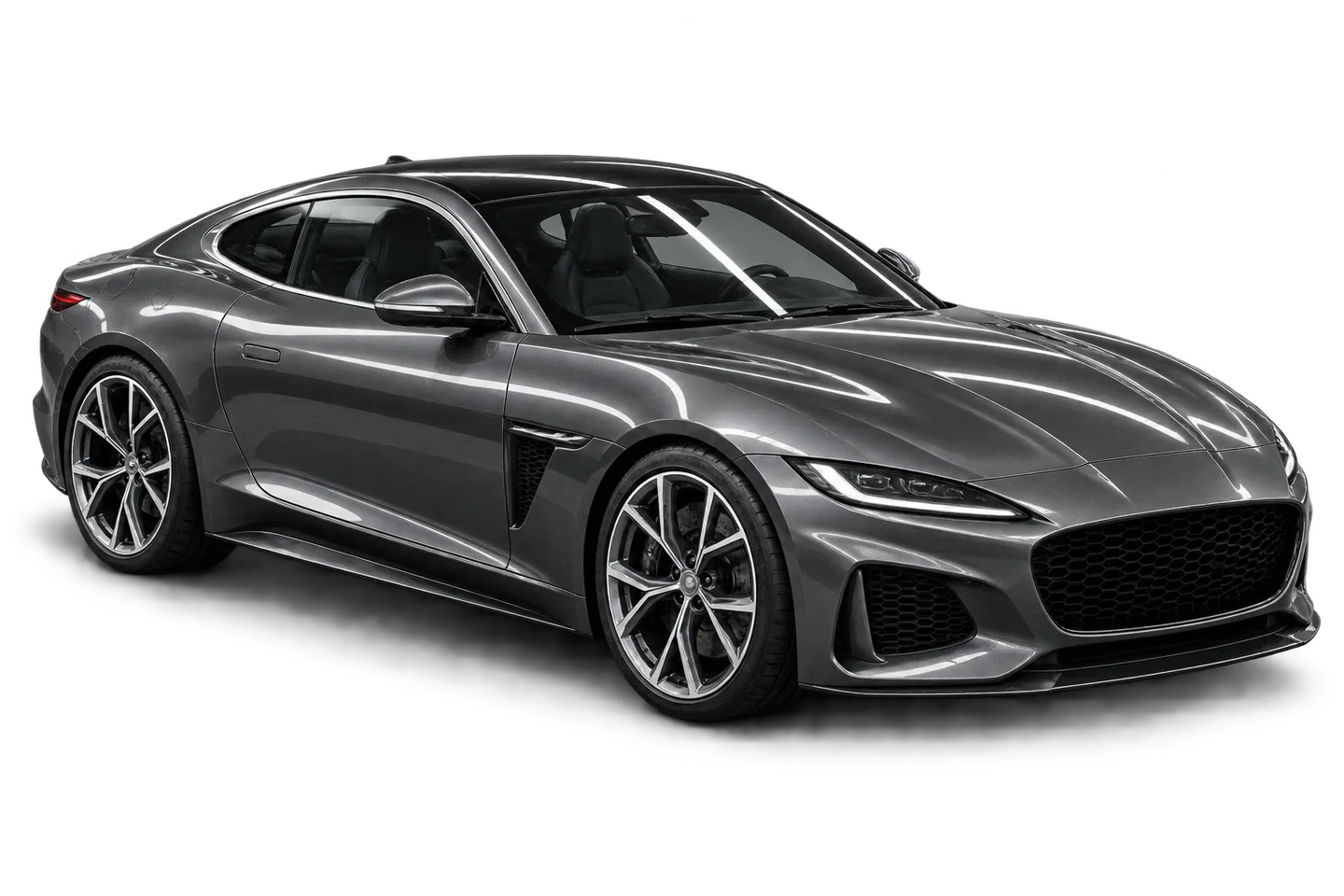 Illustrative graphite sports coupe